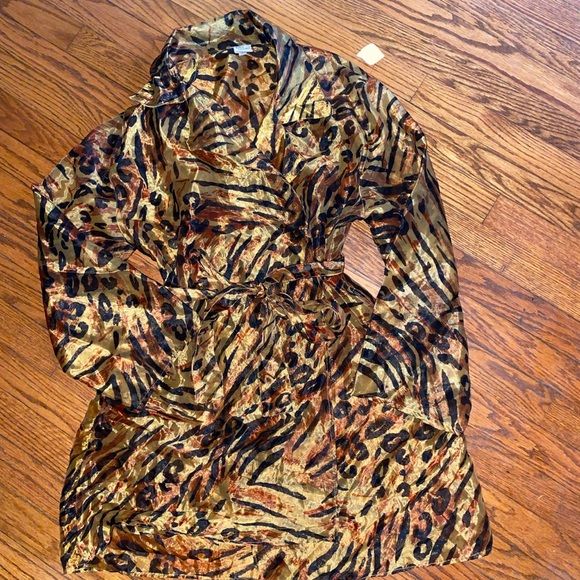 Vintage Sheer Leopard Cover up Jacket Wrap Top M - Picture 3 of 11